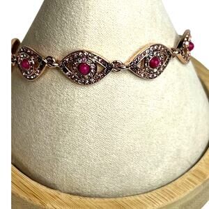 Rebecca Minkoff Rose Gold Bangle Bracelet with Ruby & White Sapphire